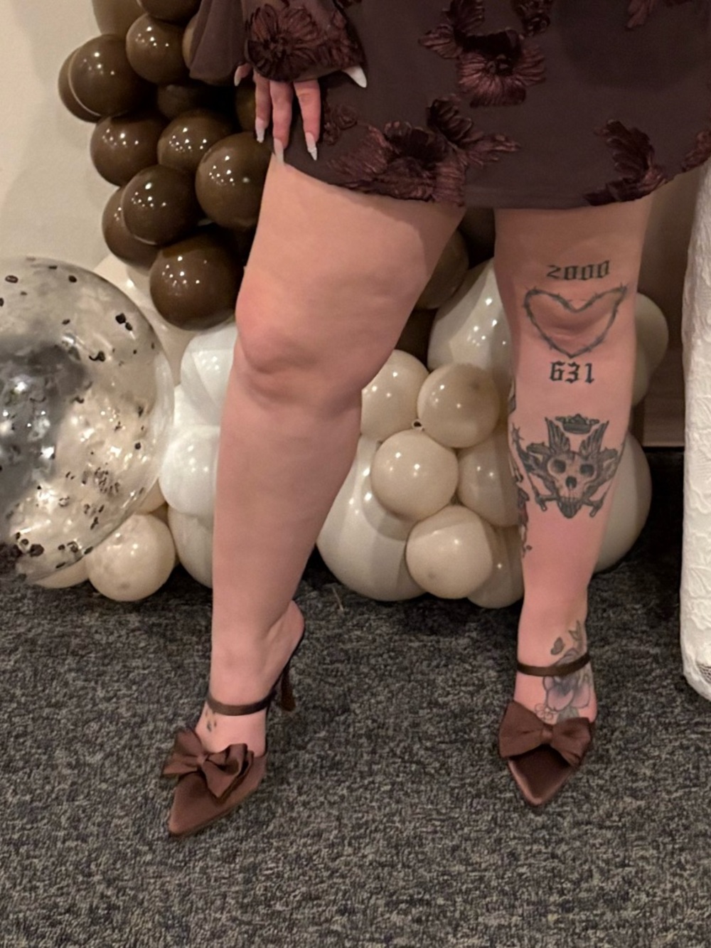 Coffee Brown Satin Bow Slingback Heels